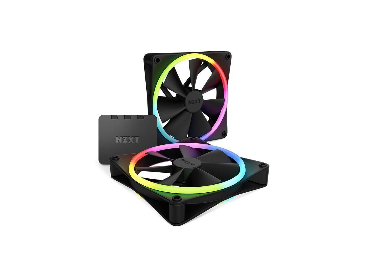 NZXT F140RGB Duo - 140MM Dual-Sided RGB Fan - Twin Pack (Black) W/RGB Controller