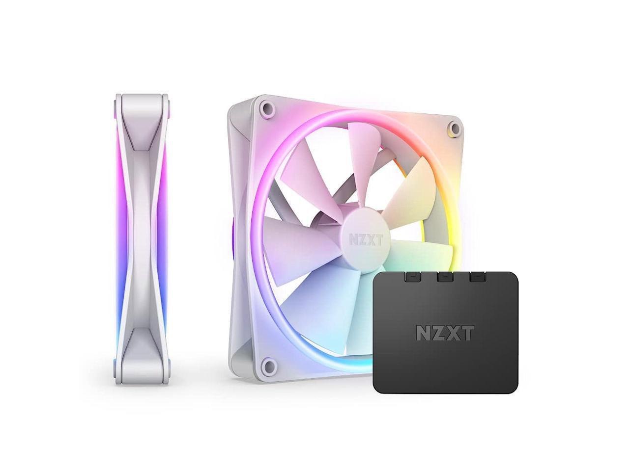 NZXT F140RGB Duo - 140MM Dual-Sided RGB Fan - Twin Pack (White) W/RGB Controller