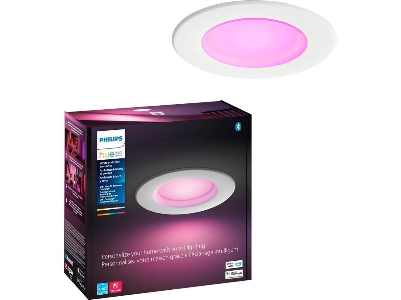 Philips - Hue White And Color Ambiance Bluetooth 5/6" High Lumen Recessed Downlight - White