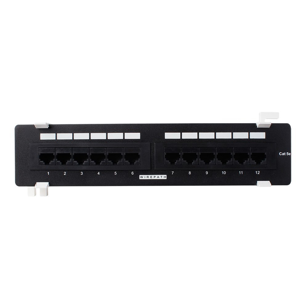 Wirepath™ Wall Mount RJ45 Cat5e Patch Panel - 12 Port