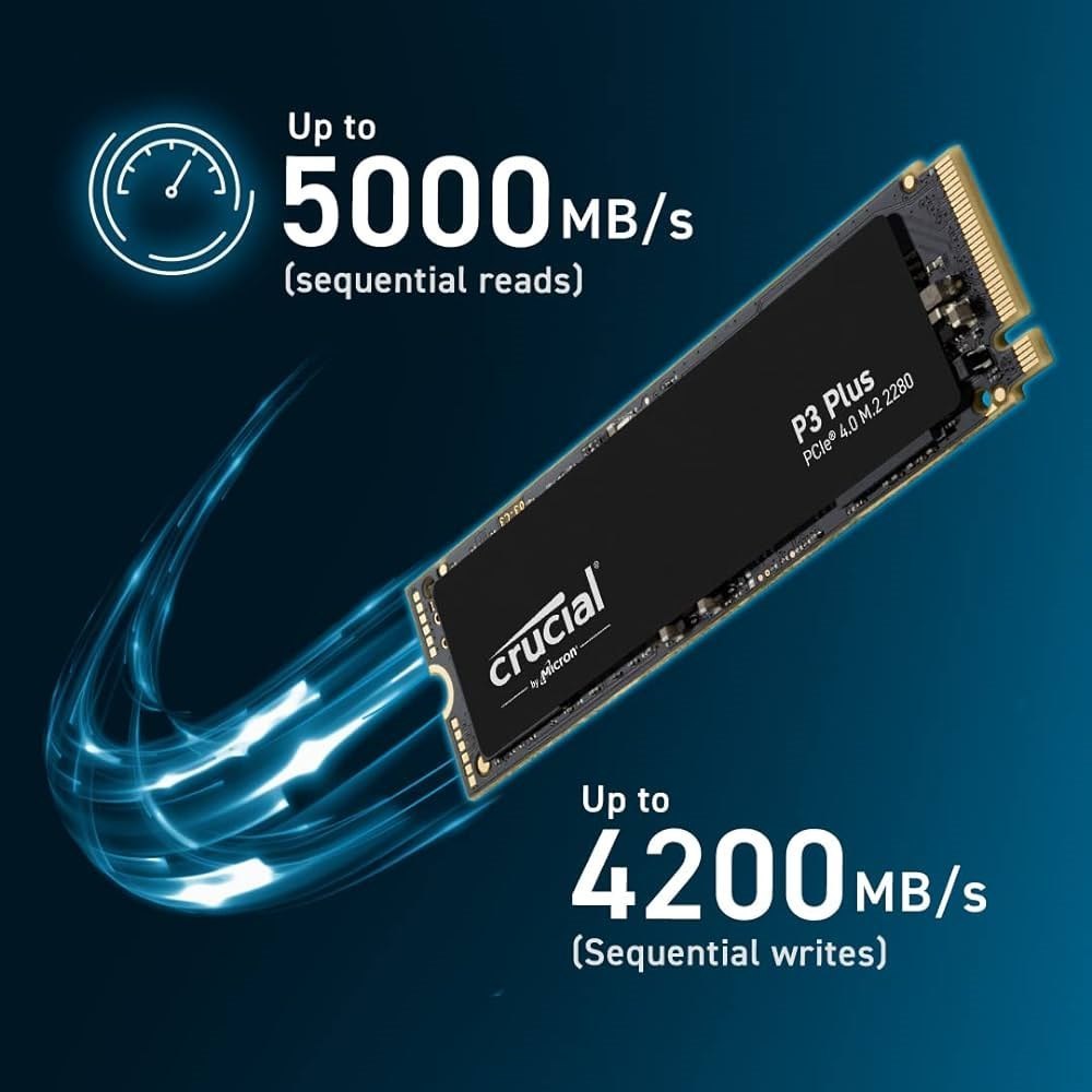 Crucial P3 Plus - SSD - 1 TB - Internal - M.2 2280 - PCIe 4.0 (NVMe)