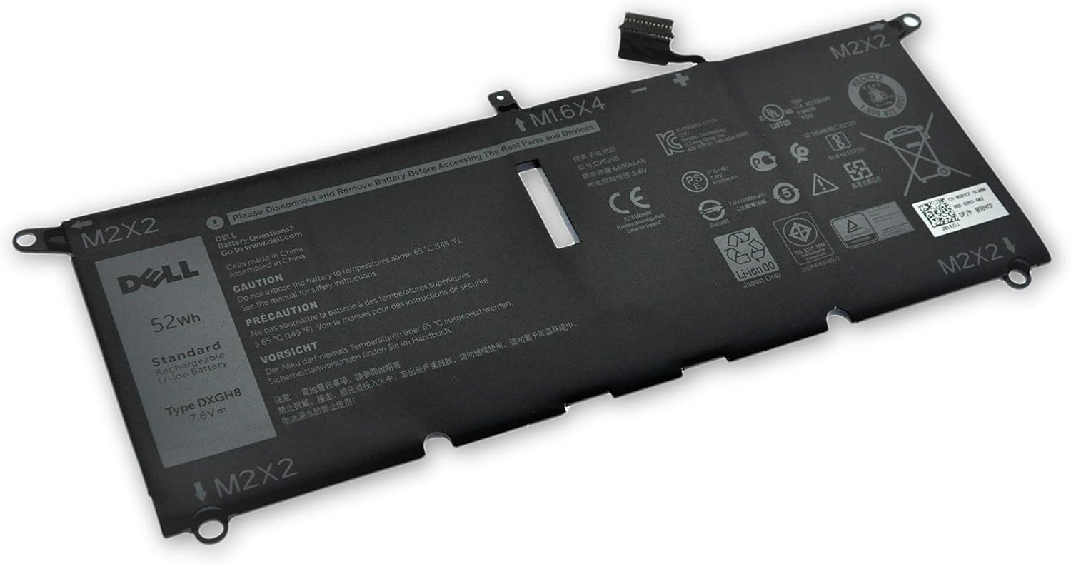 Dell Battery 52Wh 4-Cell 6500mAh XPS 13 9370 9380 7390 7400 5391 5390 7490 7390 7391 2-in-1 Type: DXGH8 H754V G8VCF