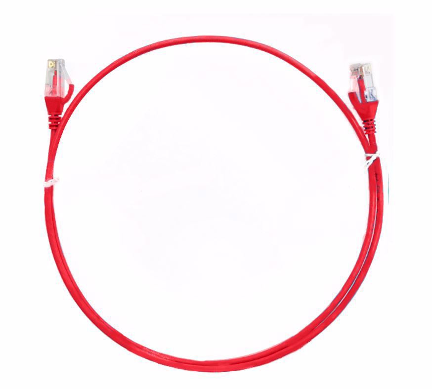 8Ware Cat6 Ultra Thin Slim Cable 0.5M / 50CM - Red Color Premium RJ45 Ethernet Network Lan Utp Patch Cord 26Awg For Data Only, Not PoE