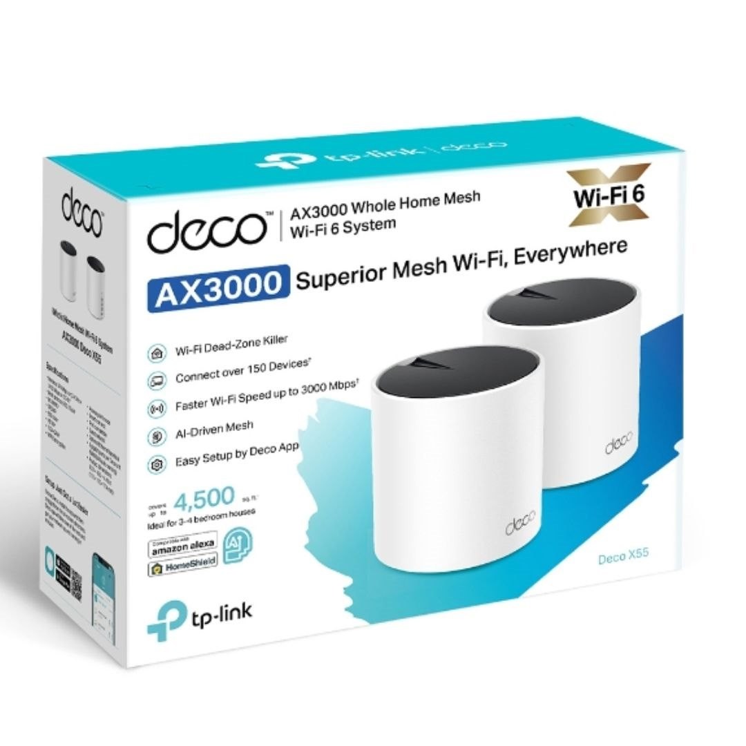 Tp-Link Deco Ax3000 Mesh Wi-Fi 6 Dual-Band System, GbE(3), 2-Pack, 3YR
