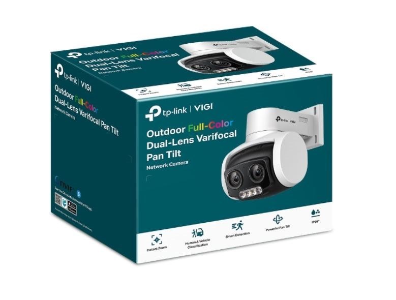Tp-Link Vigi Outdoor Colour Dual-Lens Pan-Tilt Zoom Camera, 4MP, Ir, 10/100, Ip66, 3YR