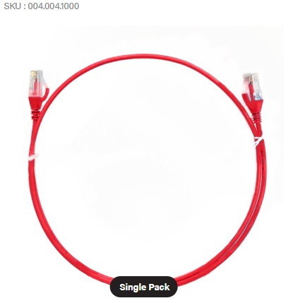 0.15m Cat 6 RJ45-RJ45 Ultra Thin LSZH Network Cables - Colour: Red 