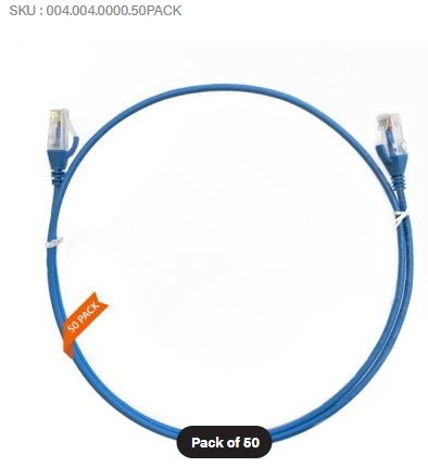 0.15m Cat 6 RJ45-RJ45 Ultra Thin LSZH Network Cables - Colour: Blue  ** PACK OF 50 ** - Single Unit