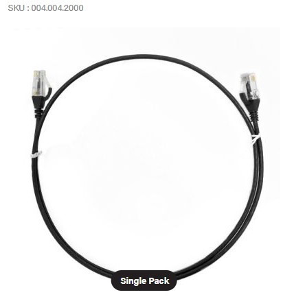 0.15m Cat 6 RJ45-RJ45 Ultra Thin LSZH Network Cables - Colour: Black - Single Unit