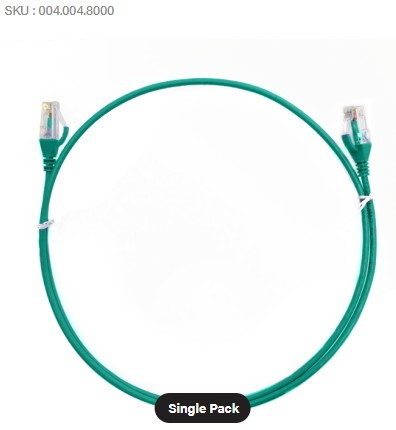 0.15m Cat 6 RJ45-RJ45 Ultra Thin LSZH Network Cables - Colour: Green - Single Unit