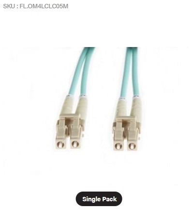 0.5m LC-LC OM4 Multimode Backwards compatible with OM3 Fibre Optic - Duplex LSZH Patch Lead : 2mm Oversleeving | AQUA - Single Unit