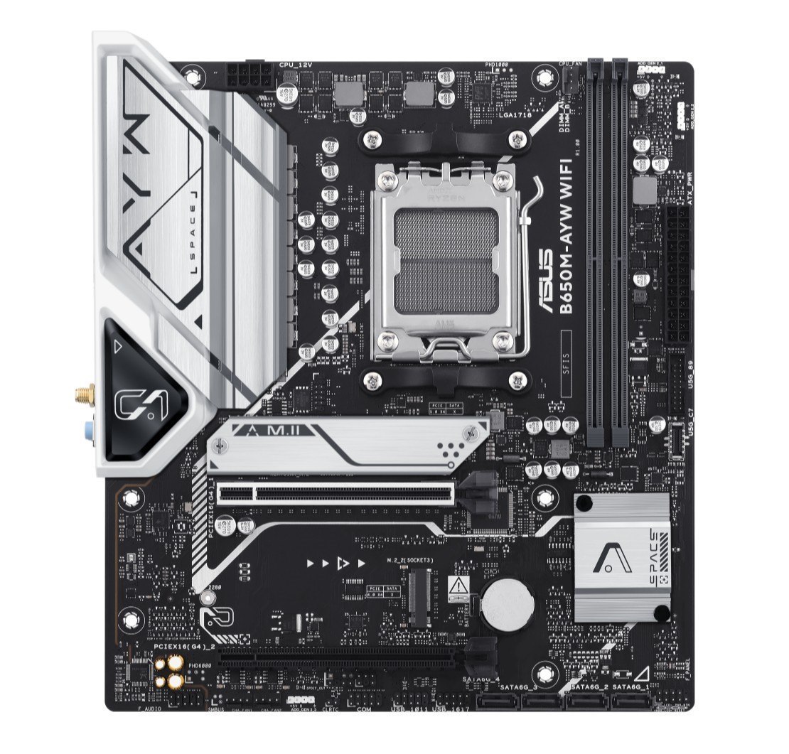 Asus (Si Only, Non Retail) Asus Amd B650m-Ayw Wifi-Si Micro-ATX Motherboard, 2X DDR5 Up To 96GB, Wifi 6