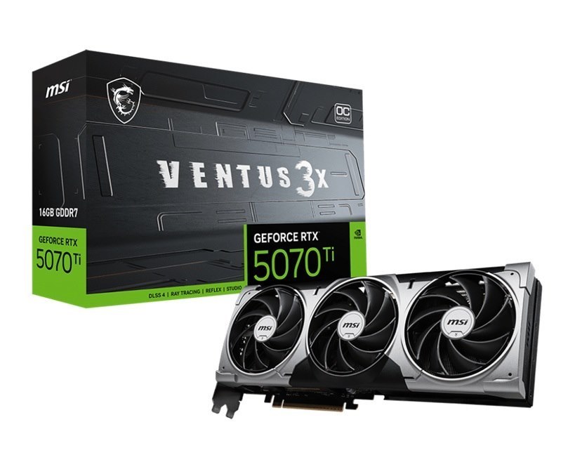 Msi RTX 5070 Ti 16G Ventus 3X Oc, 16GB GDDR7, 8960 Cuda Cores, 28Gbps, 300W, PCIe Gen 5, 4-Display Support, Up To 8K, Hdmi 2.1B, 16-Pin Power
