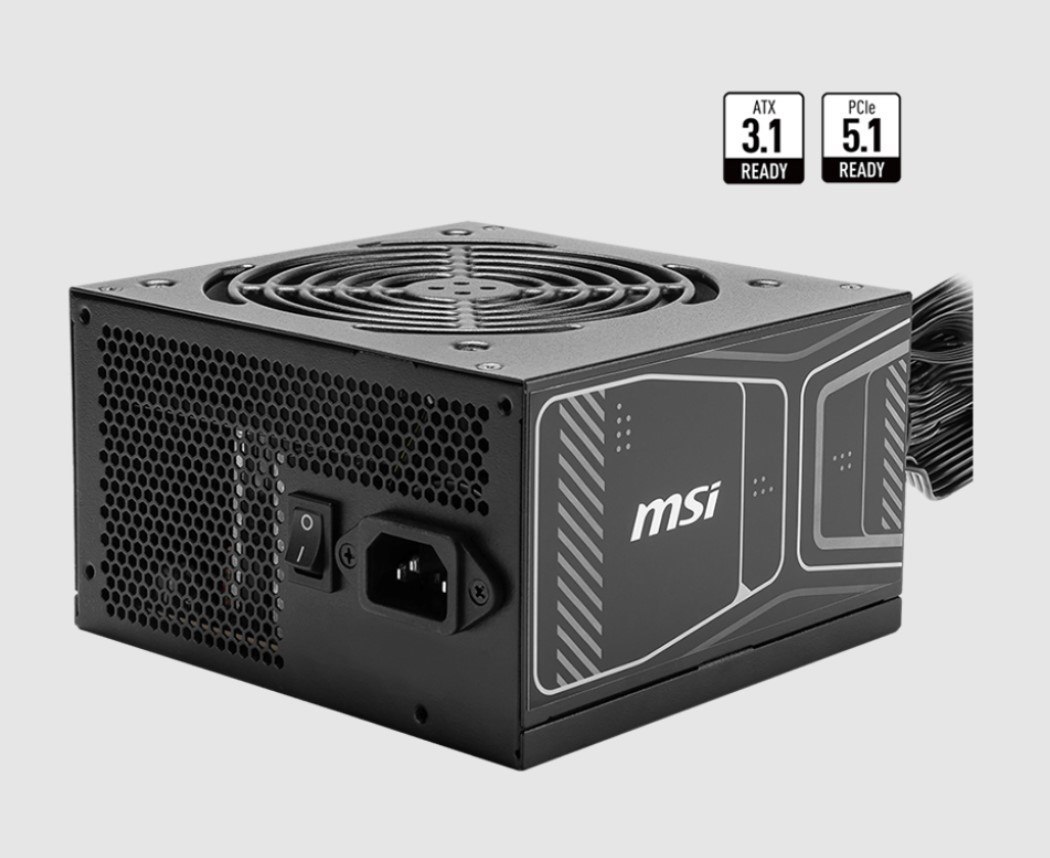 Msi Mag A850gn Pcie5 850W Up To 90% (80 Plus Gold) Atx Power Supply Unit, PFC, 100~240 Vac, 850W, 47-63Hz, Pci-E, Sata(Ls)
