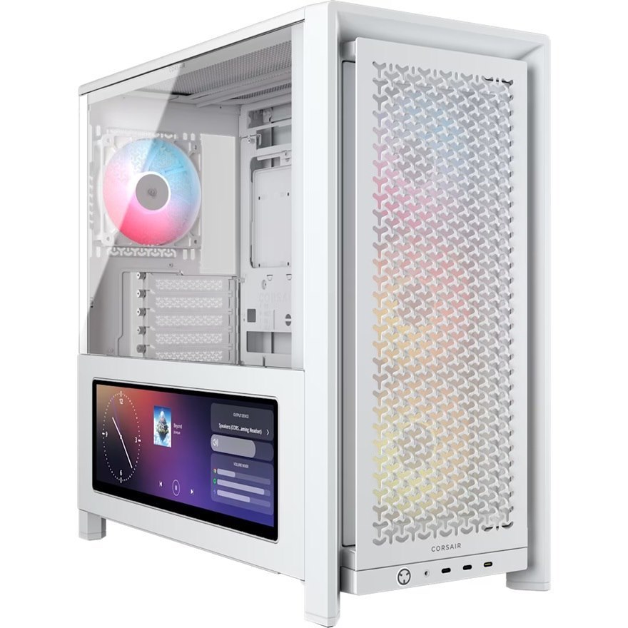 Corsair Frame 4000D LCD RS Argb Premium Mid-Tower PC Case- White, ATX/mATX/ITX/E-ATX, 486X490X239MM, 430MM Gpu, 360MM Rad, Tempered Glass