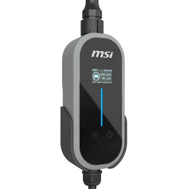 Msi Portable Ev Charger Grey Ezgo 10A+15A+Home Kit, Single Phase, 230V, 1PH, 2.3KW & 3.4KW, 5M Type 2 Charging Gun, 1.8'LCD, Ip66, 1.5T, Bluetooth