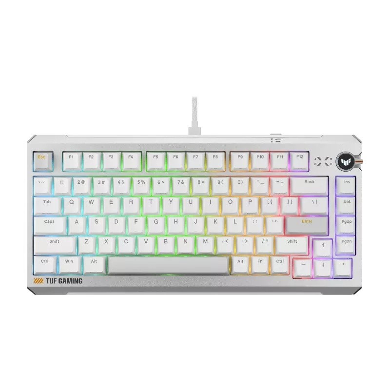Asus Tuf Gaming K4 Magnetic - White, Magnetic Switches, 8000Hz Polling, 0.1–3.3MM Actuation, RGB, Hot-Swappable, PBT Keycaps, Usb-C