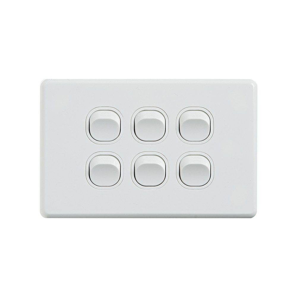 4Cabling 4C | Classic 6 Gang Switch 250V 16Ax - Horizontal