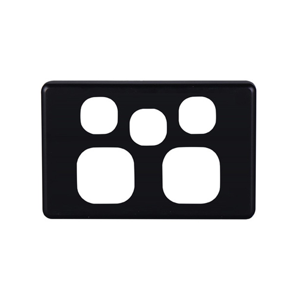 4Cabling 4C | Classic Double Power Point With Extra Switch Cover Plate - Black