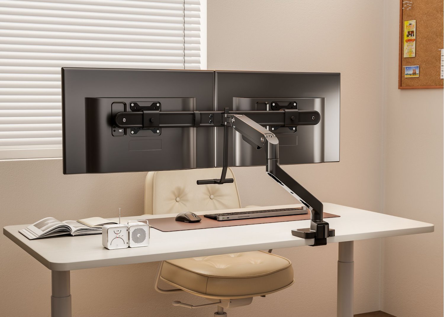 Valor HD Dual Crossbar Monitor Arm [White]