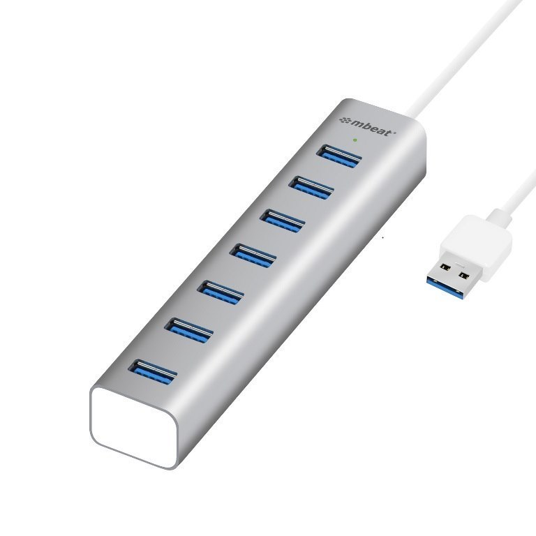 Mbeat® 7-Port Usb 3.0 Powered Hub - Usb 2.0/1.1/Aluminium Slim Design Hub With Fast Data Speeds (5Gbps) Power Delivery For PC And Mac Devices Weight: