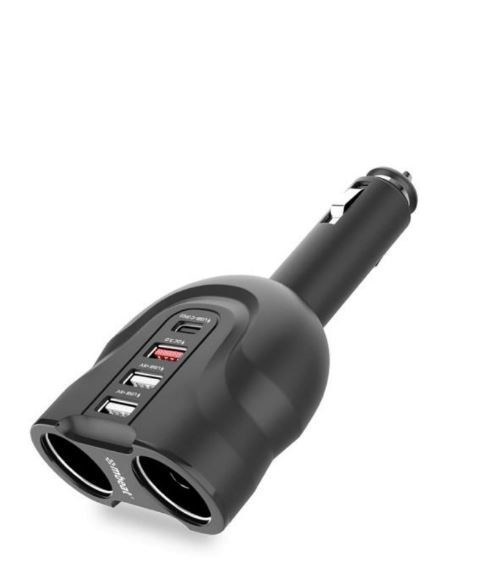 Mbeat® Gorilla Power Four Port Usb-C PD & QC3.0 Car Charger With Cigar Lighter Splitter Features Built-In Over Heat Package Weight: 120G