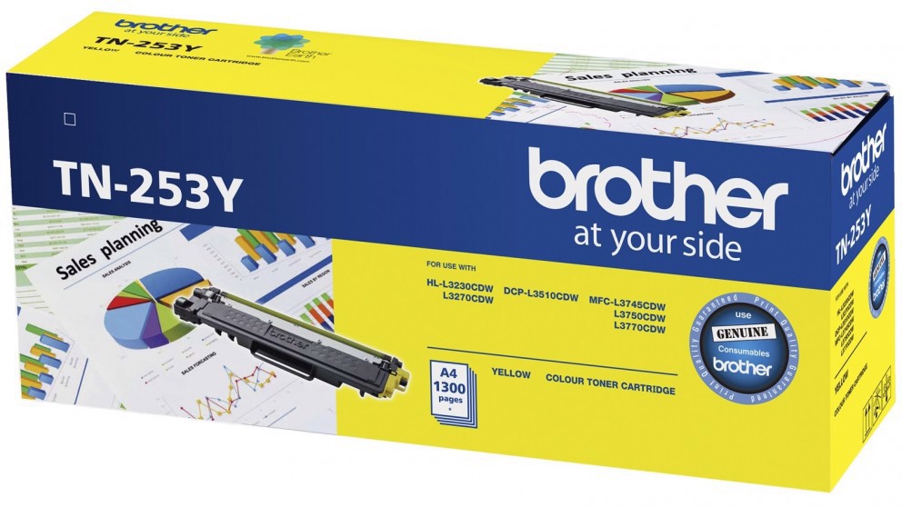 Brother TN-253Y Yellow Toner Cartridge, 1 300 Pages