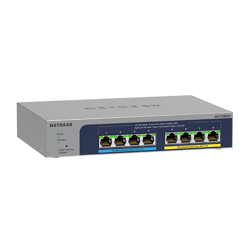 Netgear Ms108eup 8-Port Ultra60 PoE++ Multi-Gigabit (2.5G) Ethernet Plus Switch