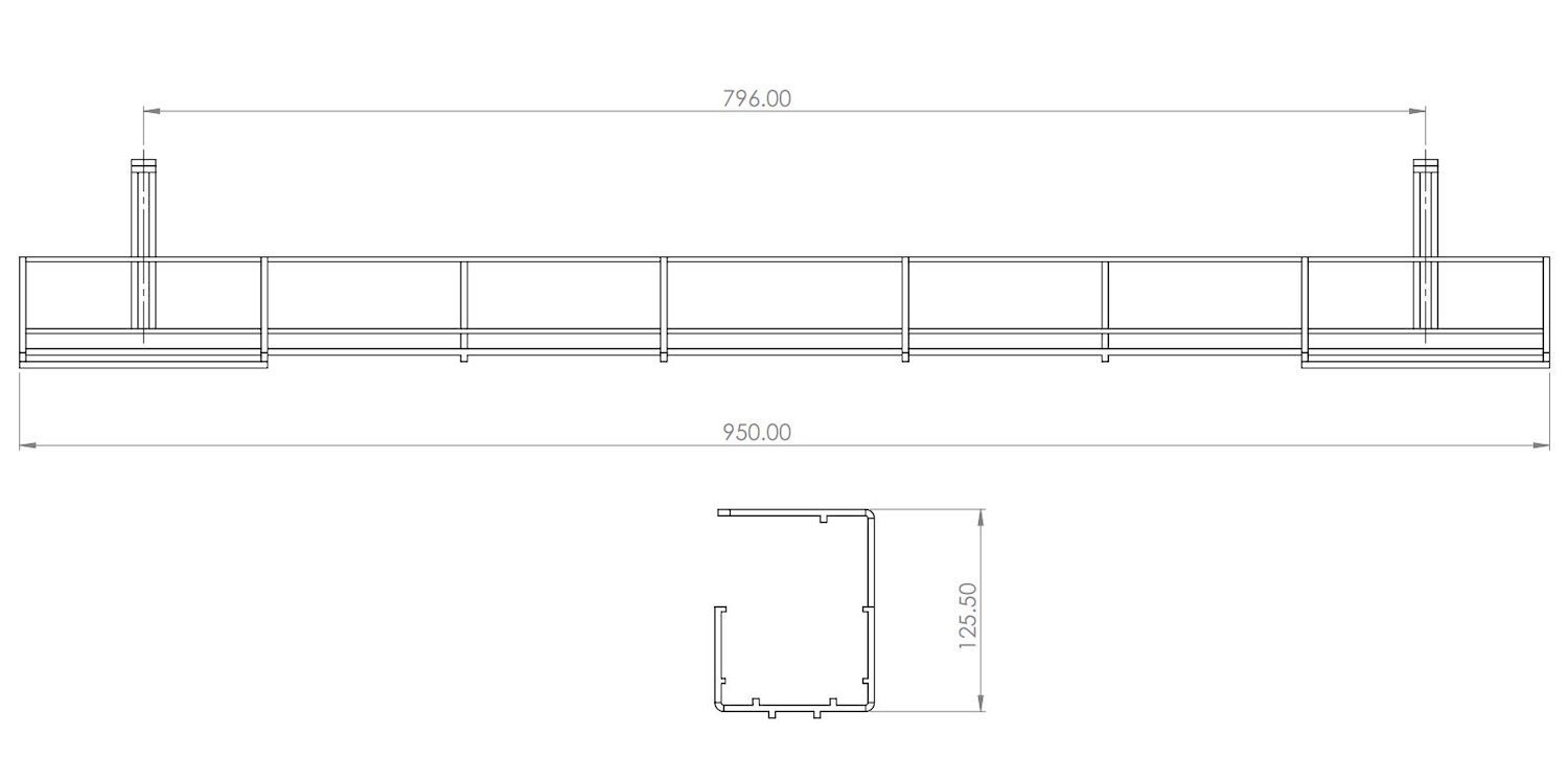 4Cabling Oe Elsafe Prodigy 950MM Single Tier Cable Management Basket Black