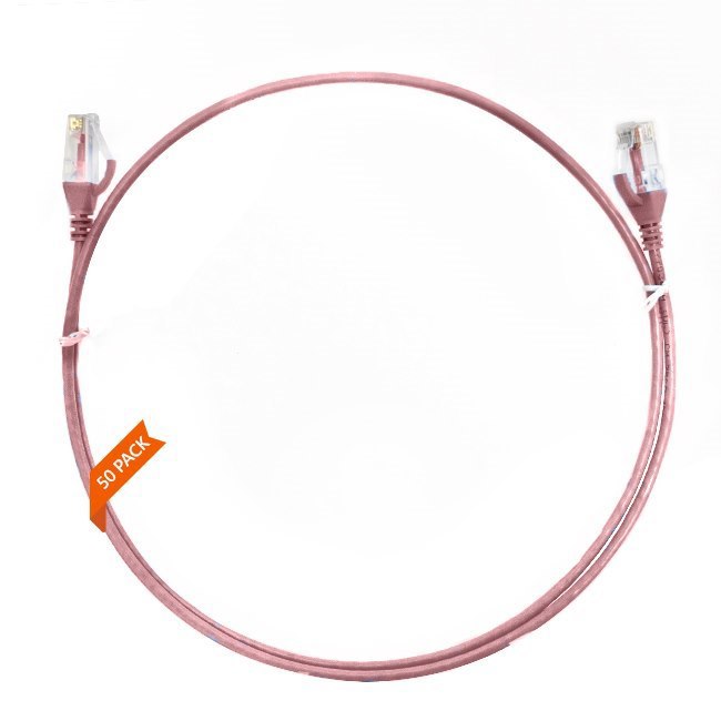 4Cabling 0.75m CAT6 Ultra Thin LSZH Ethernet Network Cable | 50 Pack Pink