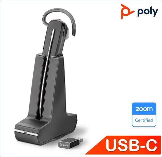 Poly Plantronics Savi S8245 Convert Ible Wireless Uc Mono Dect Hea Dset,D200 Dongle,Hot Swap Batt