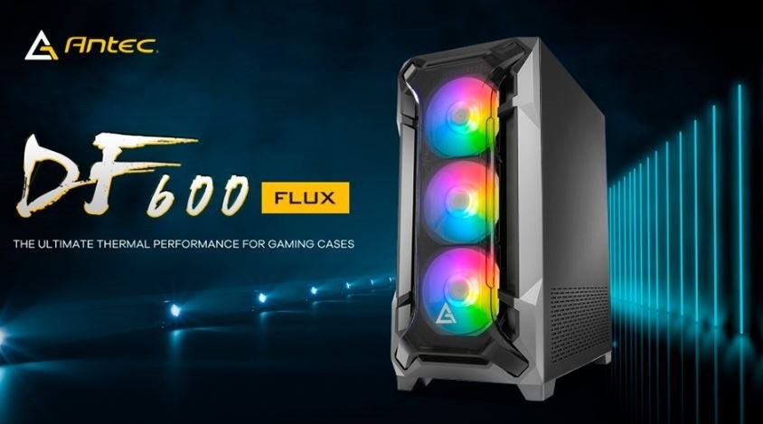 Antec DF600 Flux Atx, 5 X120MM Fans Included, 3X Argb & 2X PWM + Fan Controller, Tempered Glass Side, 2X Usb 3.0 High Airflow Thermal Gaming Case (LS