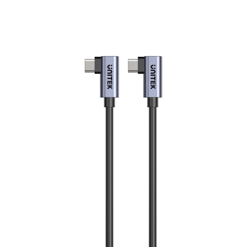 Unitek 100W Usb-C Cable Dual 90-Degree , Black,Hook Color Box