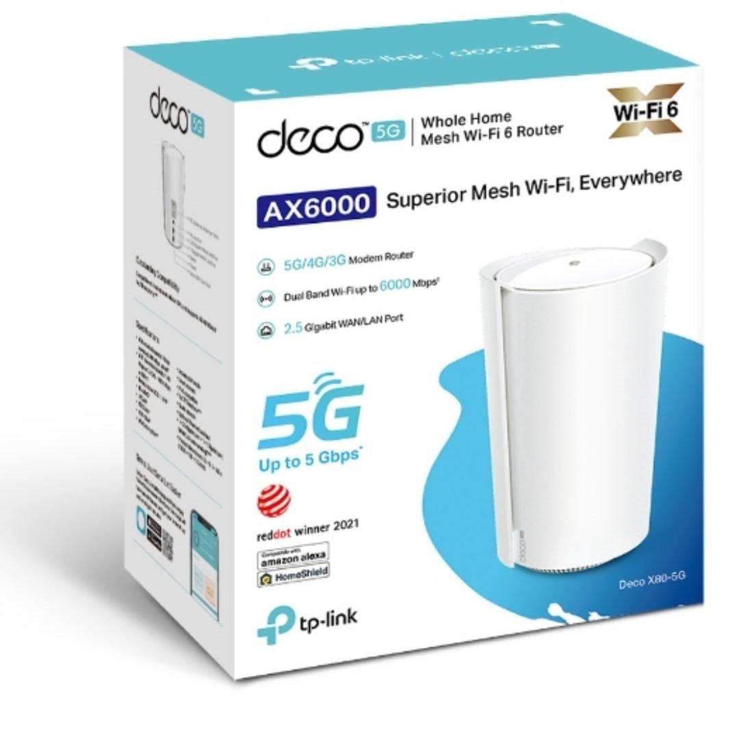 Tp-Link Deco Ax6000 5G Wi-Fi 6 Dual-Band Gateway, Sub-6 GHZ, 2.5GbE(1), 1-Pack, 3Y