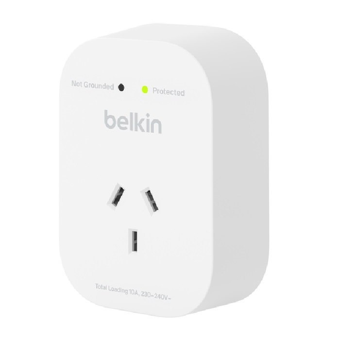Belkin SurgePro 1-Outlet Surge Protection - White (Sra010au), 1800 Joules Protection, RCM Safety Certified, Cew $30,000, 2 Years Warranty