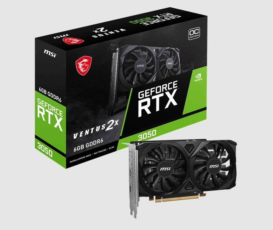 Msi nVidia GeForce RTX 3050 Ventus 2X E 6G Oc, Boost: 1492 MHz, Cuda 2304 Units, 6GB GDDR6, Hdmi X 2