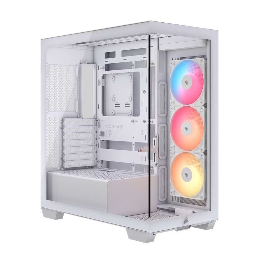Corsair 3500X RS-R Argb Mid-Tower PC Case - White, E-Atx Support, Side 360MM Rad, Tempered Glass, Usb-C, 2X SSD, 2X HDD, 425MM Gpu, RS Argb Fans