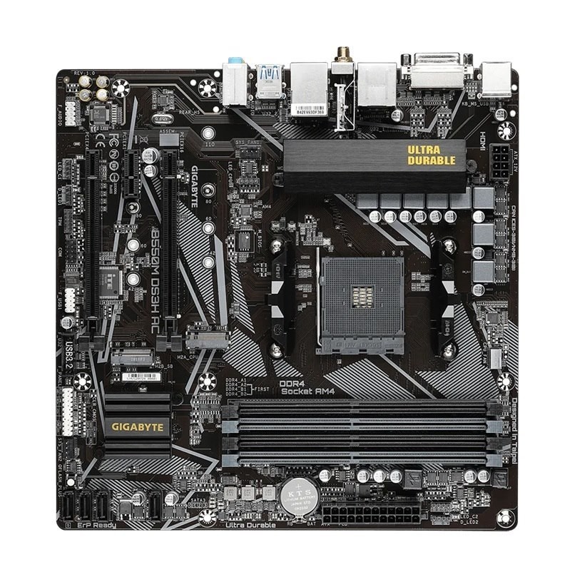 Gigabyte B550M DS3H Ac Am4 Ryzen Matx Motherboard, 4X DDR4, 3X PCI-e, 2X M.2, 4X Sata Iii, Raid 0/1/10, 4X Usb 3.2, 4X Usb 2.0