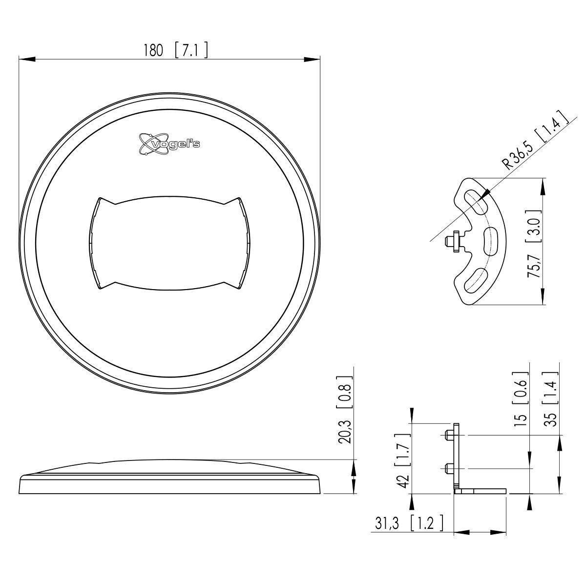 Vogel's Vogels Pfa 9103 Connect-It Large Floor Plate For Puc 25 - Black