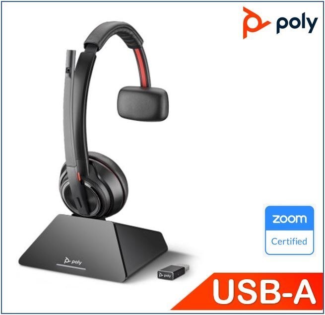 Polycom Plantronics/Poly Savi 8210 Uc Headset, Usb-A, Mono, Dect Wireless, Great For Softphones, Crystal Clear Audio, Up To 13 Hours Talk