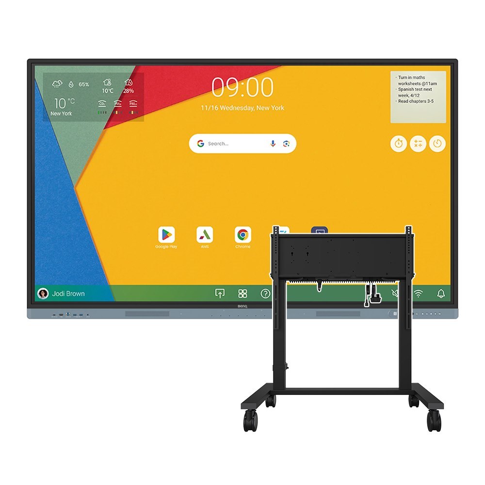 Benq 86 RM8604 4K 450 Nits Android 13 And Mt02e Motorised Height Adjustable Trolley