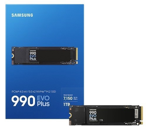 Samsung, 990 EVO PLUS, 1TB, M.2 Internal NVMe PCIe4.0 SSD, Read Speed: 7150MB/s, Write Speed: 6300MB/s, 5 Year Warranty