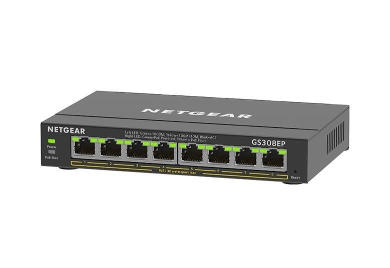 Netgear (Gs308ep) 8-Port Web Managed Switch, Poe+(8) 62W, 5YR