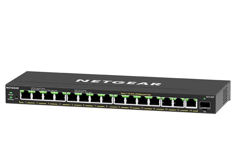Netgear (Gs316ep) 16-Port Web Manged Switch, Poe+(16) 180W, 2YR