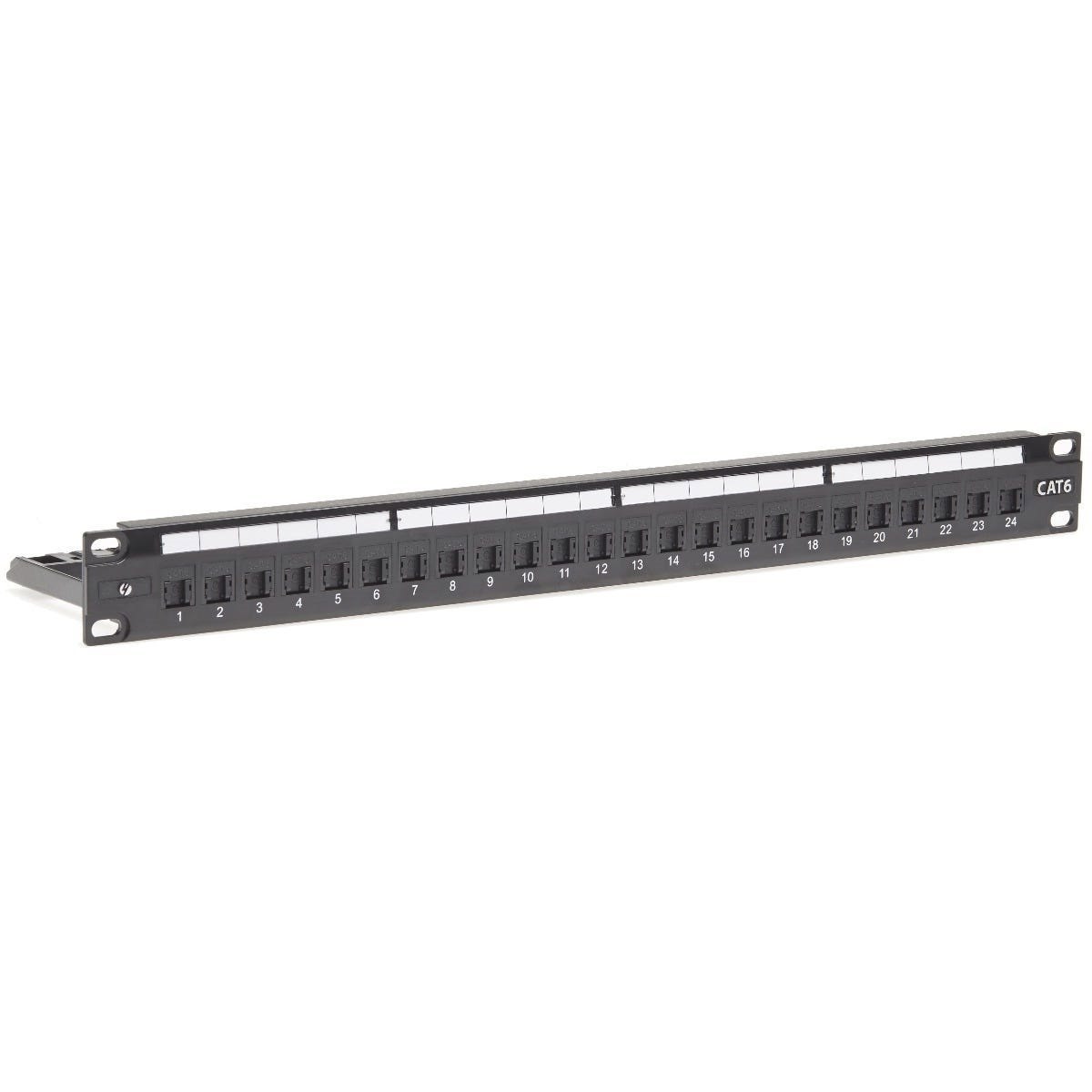4Cabling 1Ru 24 Port Shuttered Cat6 Universal Termination Rack Mount Patch Panel