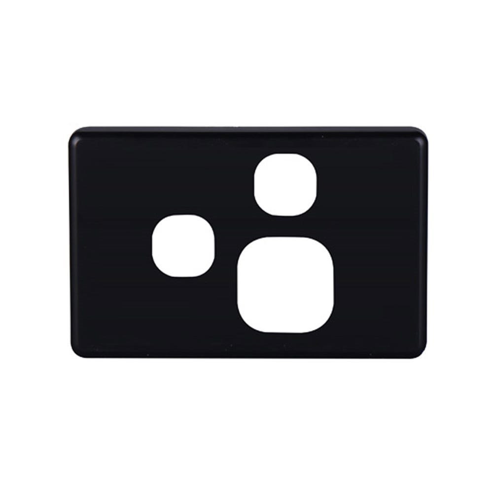 4Cabling 4C | Classic Single Power Point With Extra Switch Polycarbonate Cover Plate - Black Colour