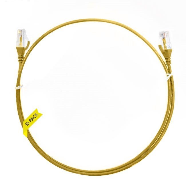 4Cabling 0.25m CAT6 Ultra Thin LSZH Ethernet Network Cable | 10 Pack Yellow