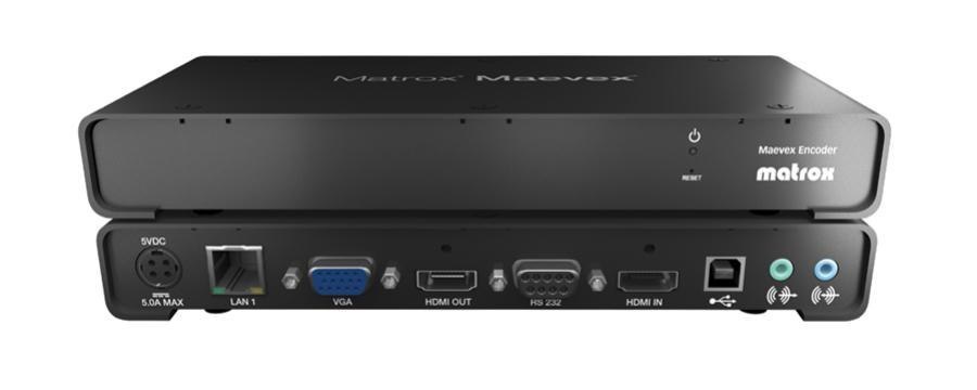 Matrox Maevex 5100 AV-over-IP Encoder, Standalone Appliance, Rack-Mountable 1U, 2-Unit Density, Hdmi, 1X RJ45, 2 YR WTY
