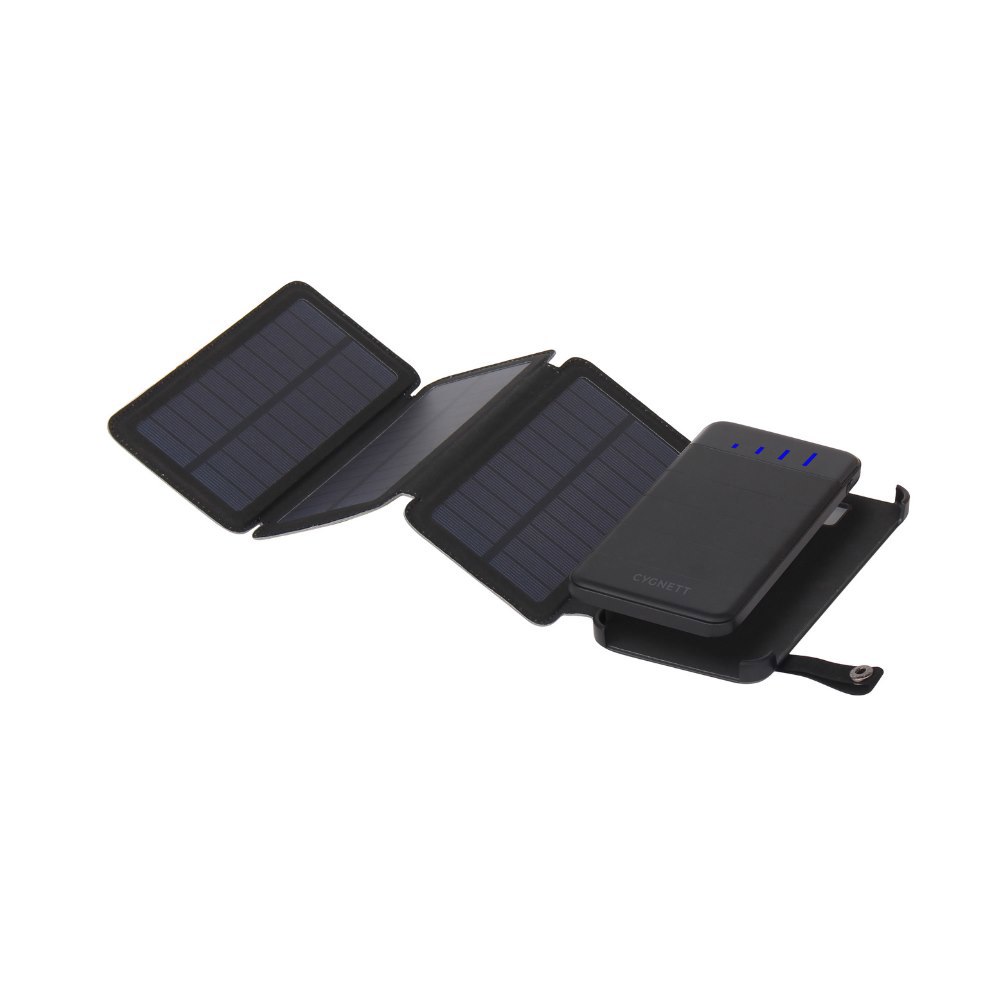 Cygnett ChargeUp Explorer 8000mAh (8K) Power Bank w/Detachable Solar Panels & Led Torch - Black