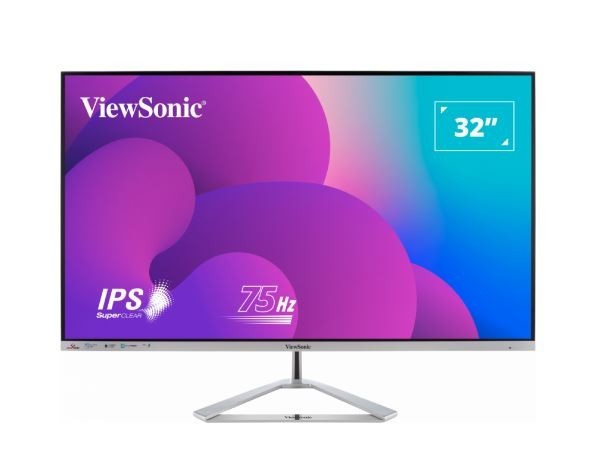 ViewSonic 32' Office Professional Stylish Elegant & Ultra Thin Bezel, SuperClear Ips 4MS, FHD,HDMI,DP,VGA,Speakers,Low Energy 26w,V100,Monitor,3YARW