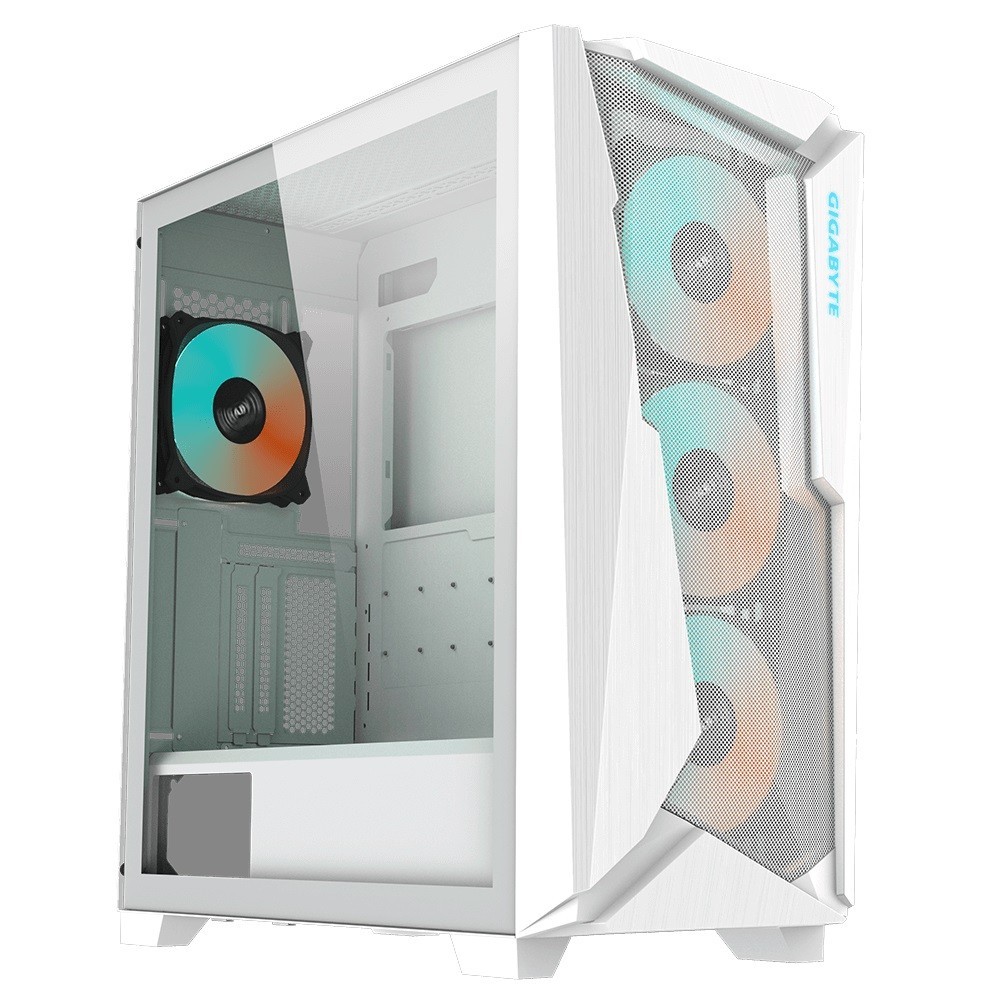 Gigabyte (LS) Gigabyte C301 RGB Tempered Glass E-Atx White Mid Tower Gaming Chassis 2X3.5' 2X2.5' 2xUSB3.0 Detachable Dust Filter Liquid Cooling Psu Atx
